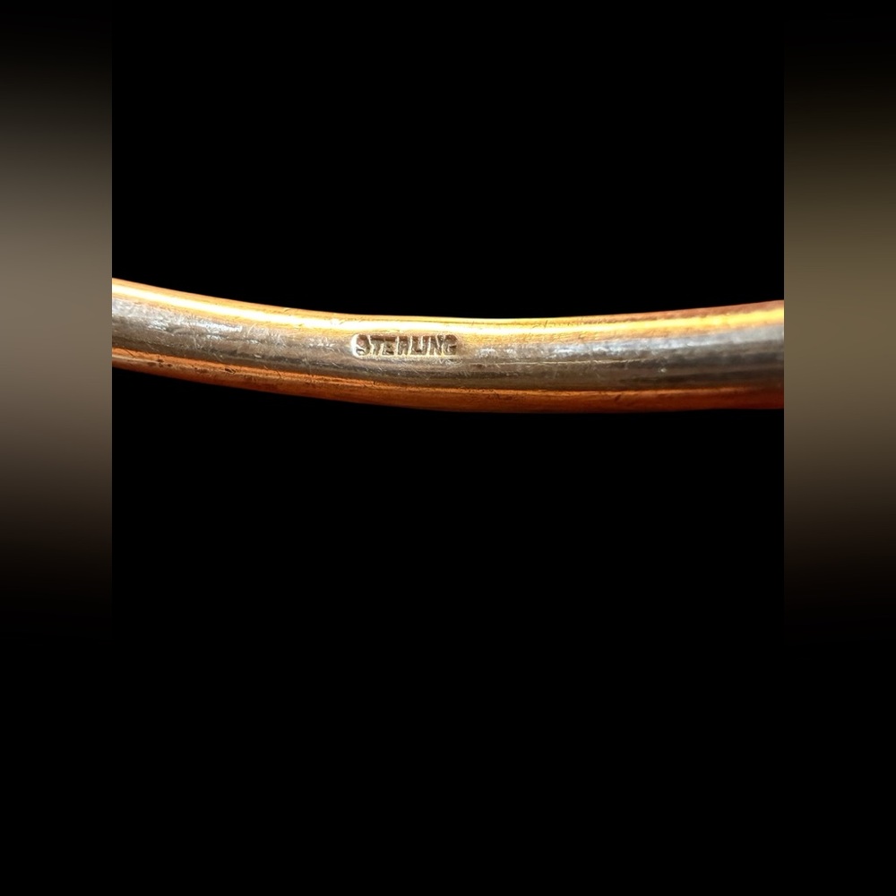 Sterling Silver Bangle Bracelet Unknown White Sto… - image 6